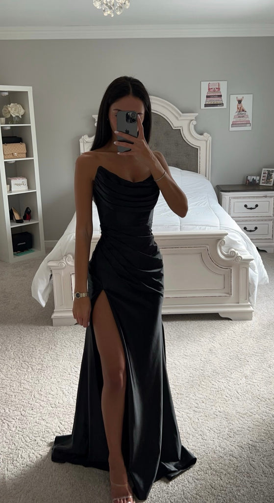 satin black dress
